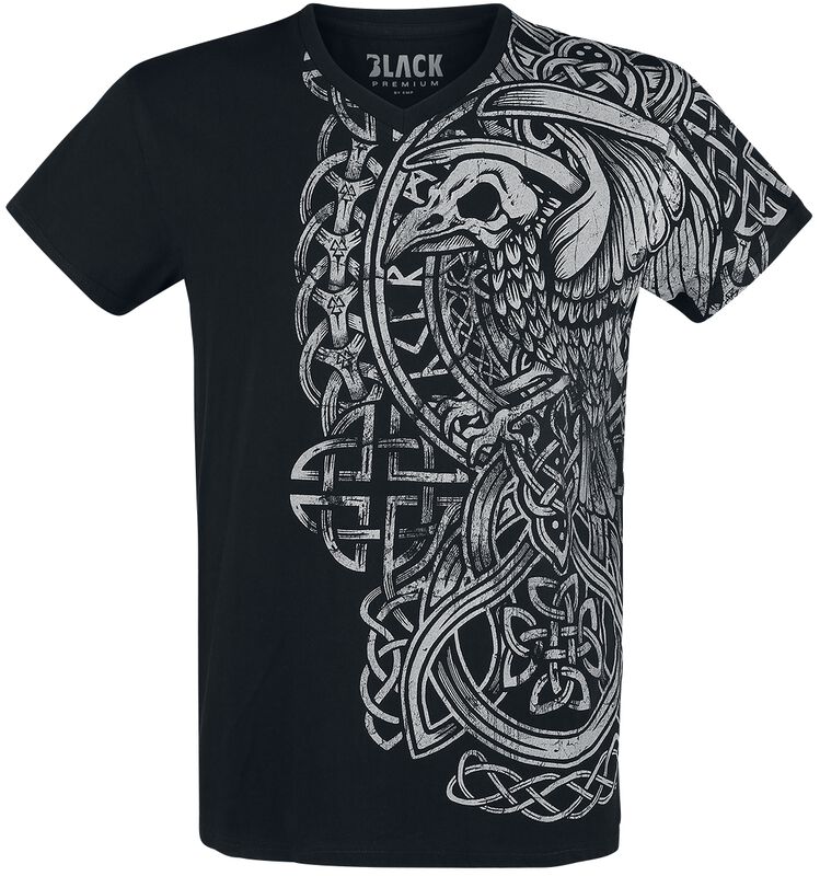 T-Shirt Noir Imprimé & Col En V
