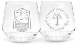 Prancing Pony and Gondor Tree, Le Seigneur Des Anneaux, Lot de verres