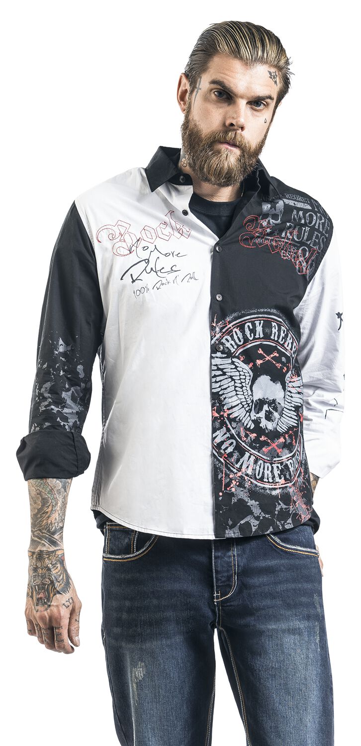 Maglietta Uomo Rock Rebel 'Never Surrender' – Rosso-nera Con Teschio E Look Batik, 100% Cotone, Taglia Unica