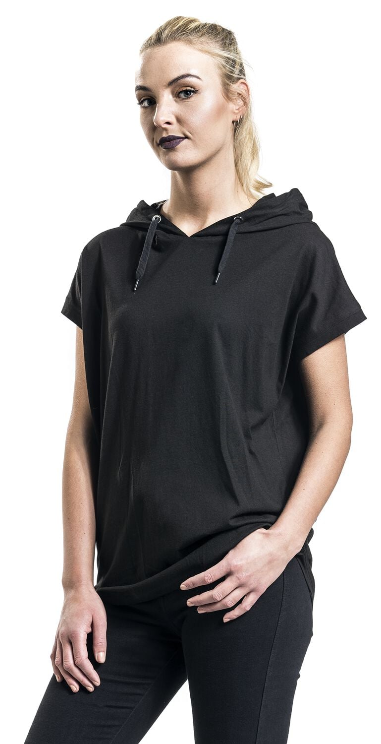 WNEEDU Tee Shirt Femme Col V Sweat à Capuche - Top Léger Chic Été Manches Courtes