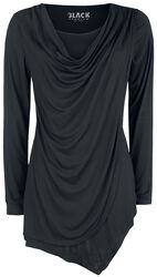 Haut Manches Longues Noir Avec Col Cascade, Black Premium by EMP, T-shirt manches longues