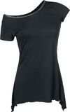Chain Neckline Shirt, Black Premium by EMP, T-Shirt Manches courtes