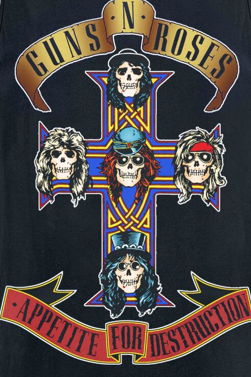 T-shirt Guns N' Roses Appetite For Destruction – Homme, Noir, 100% Coton