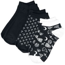 Three-pack of socks with cross and pentagram motifs, Gothicana by EMP, Chaussettes