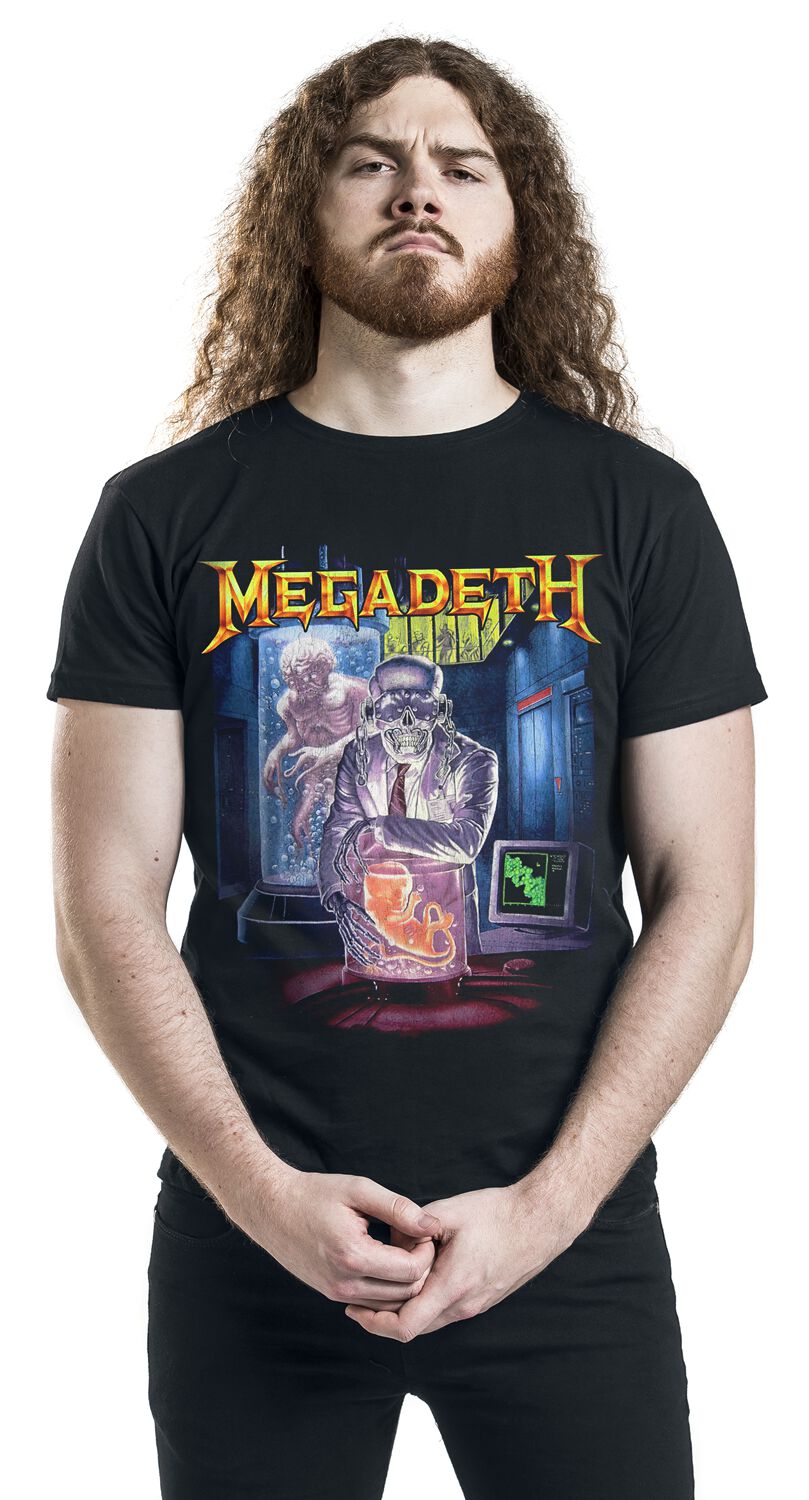 Megadeth Logo Homme T-Shirt Manches Courtes Noir M 100% Coton Regular/Coupe Standard
