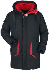 Winter jacket with red colour accents