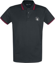 Polo Noir Avec Broderies et Détails Rouges, Collection Premium EMP, T-Shirt Manches courtes