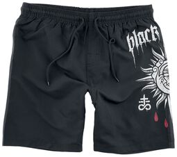 Swimshorts with Sun and Moon Print, Black Blood by Gothicana, Short de bain