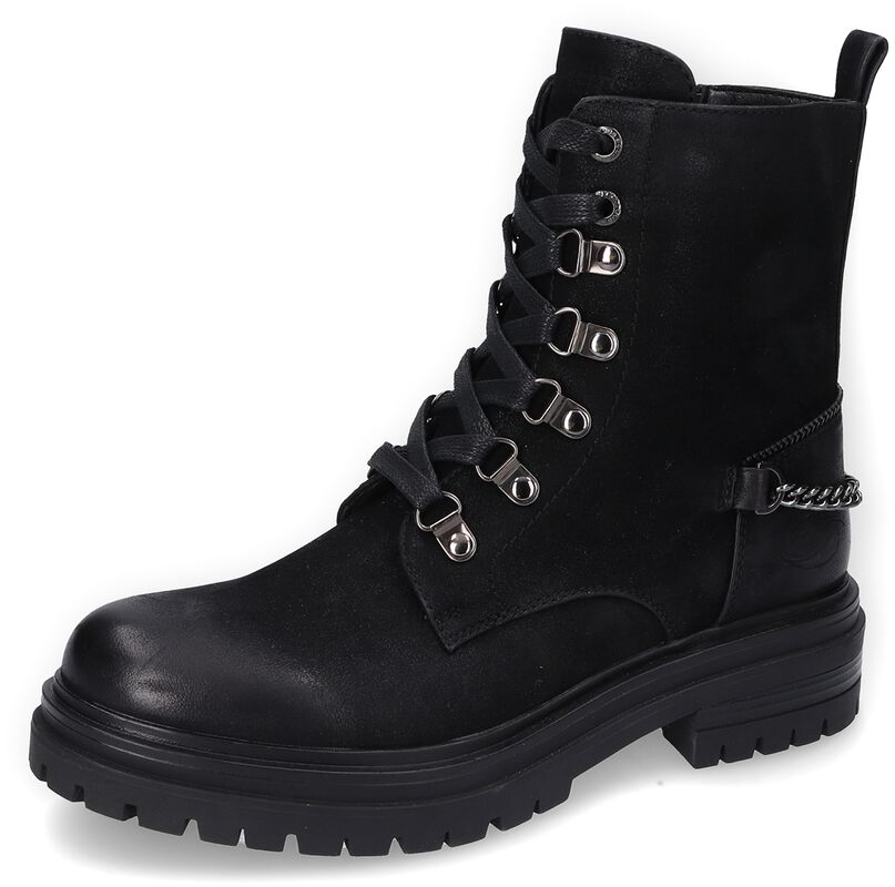Lace-up boots with chain