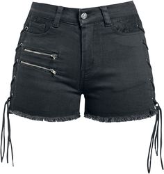 Black shorts with laces, Gothicana by EMP, Short