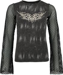 Longsleeve With Used Wash And Mesh Sleeves, Rock Rebel by EMP, T-shirt manches longues