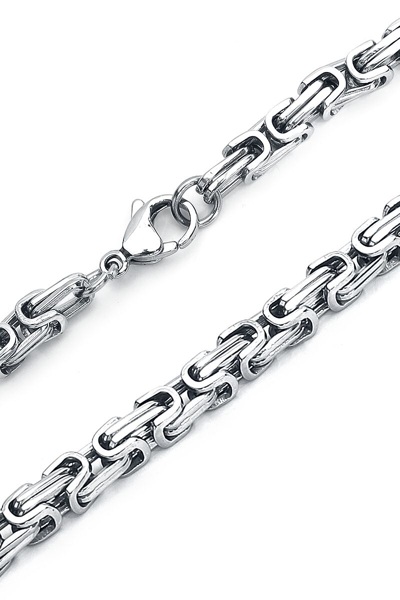 YADOCA Collier et bracelet byzantin argenté pour homme, acier inoxydable, 6/8 mm, punk, bracelet de 21,5 cm, chaîne de 60 cm YADOCA Collier et bracelet byzantin argenté pour homme, acier inoxydable, 6/8 mm, punk, bracelet de 21,5 cm, chaîne de 60 cm