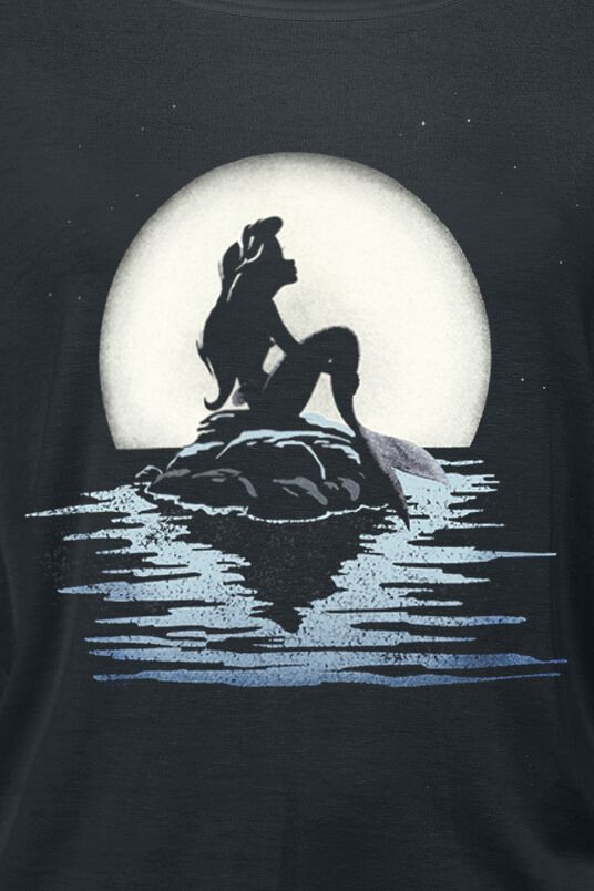 Large die Meerjungfrau La Petite Sirène Clair De Lune Femme T-Shirt Manches Longues Noir Arielle