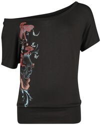 T-shirt avec champignons, crâne & papillons, Full Volume by EMP, T-Shirt Manches courtes