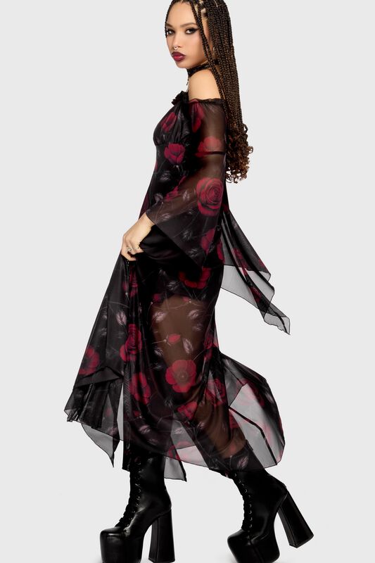 Mourning Robe Mourning Muse - Mystic Meadow Maxi Dress | Killstar Robe longue | EMP