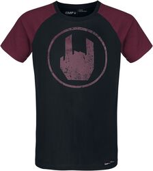 T-Shirt Noir Imprimé Rockhand Rouge, Collection EMP Stage, T-Shirt Manches courtes