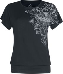 Sport & Yoga - T-Shirt Noir Décontracté & Imprimé Détaillé, Collection Spéciale EMP, T-Shirt Manches courtes