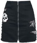 Skull Denim Skirt, Rock Rebel by EMP, Jupe courte