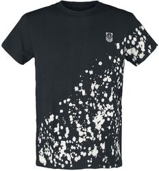 T-Shirt à Pois Blancs & Broderies, Black Premium by EMP, T-Shirt Manches courtes