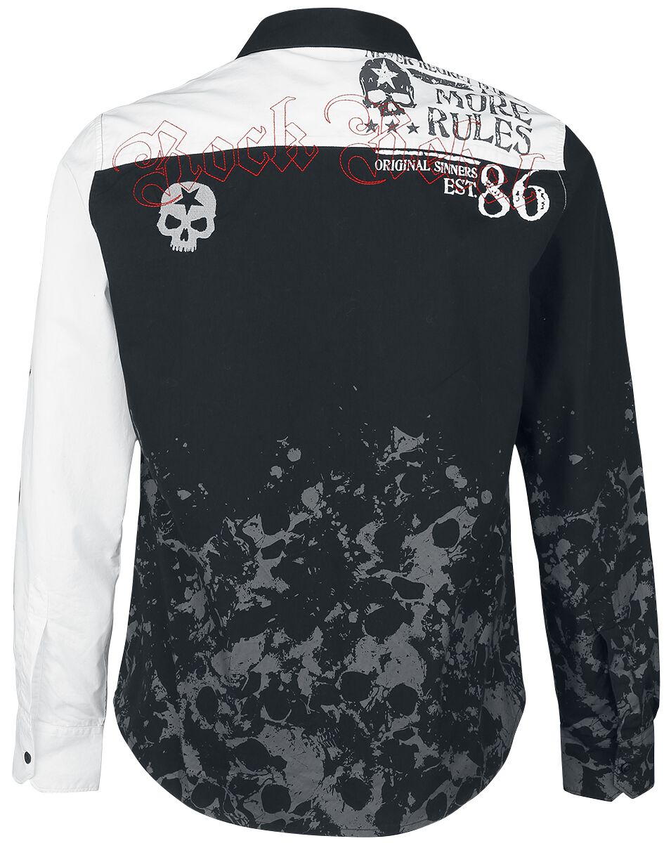 Rock Rebel by EMP There is No Business Like Rock Business Homme Chemise Manches Longues Noir/Blanc 