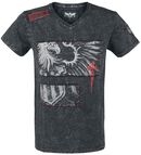 Eagle Cut Out V-Neck, Black Premium by EMP, T-Shirt Manches courtes
