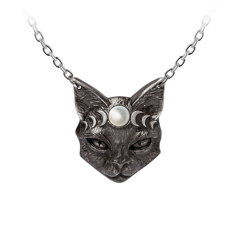 Alchemy Gothic Lunar Moth Unisexe Collier noir/argent Étain