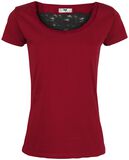 Cut-Out-Lace-Shirt, Black Premium by EMP, T-Shirt Manches courtes