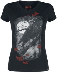 T-Shirt Avec Imprimé Corbeau, Black Premium by EMP, T-Shirt Manches courtes