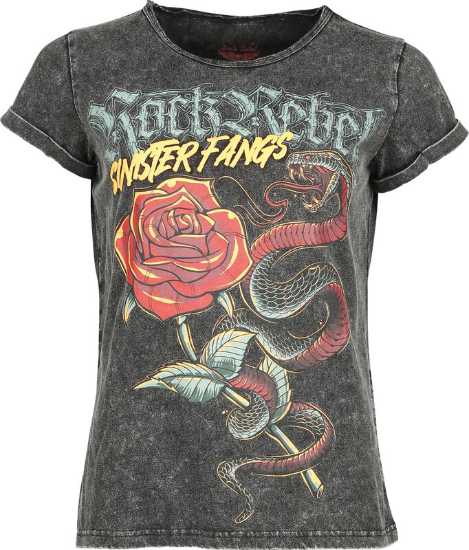 T-shirt avec Imprimé Rose é Serpent Rétro