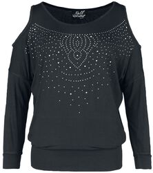 Long-sleeved shirt with rhinestones, Full Volume by EMP, T-shirt manches longues