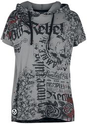 Relaxed-Cut T-shirt with Prints and Hood, Rock Rebel by EMP, T-Shirt Manches courtes