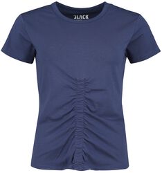 T-shirt bleu plissé à l'avant, Black Premium by EMP, T-Shirt Manches courtes